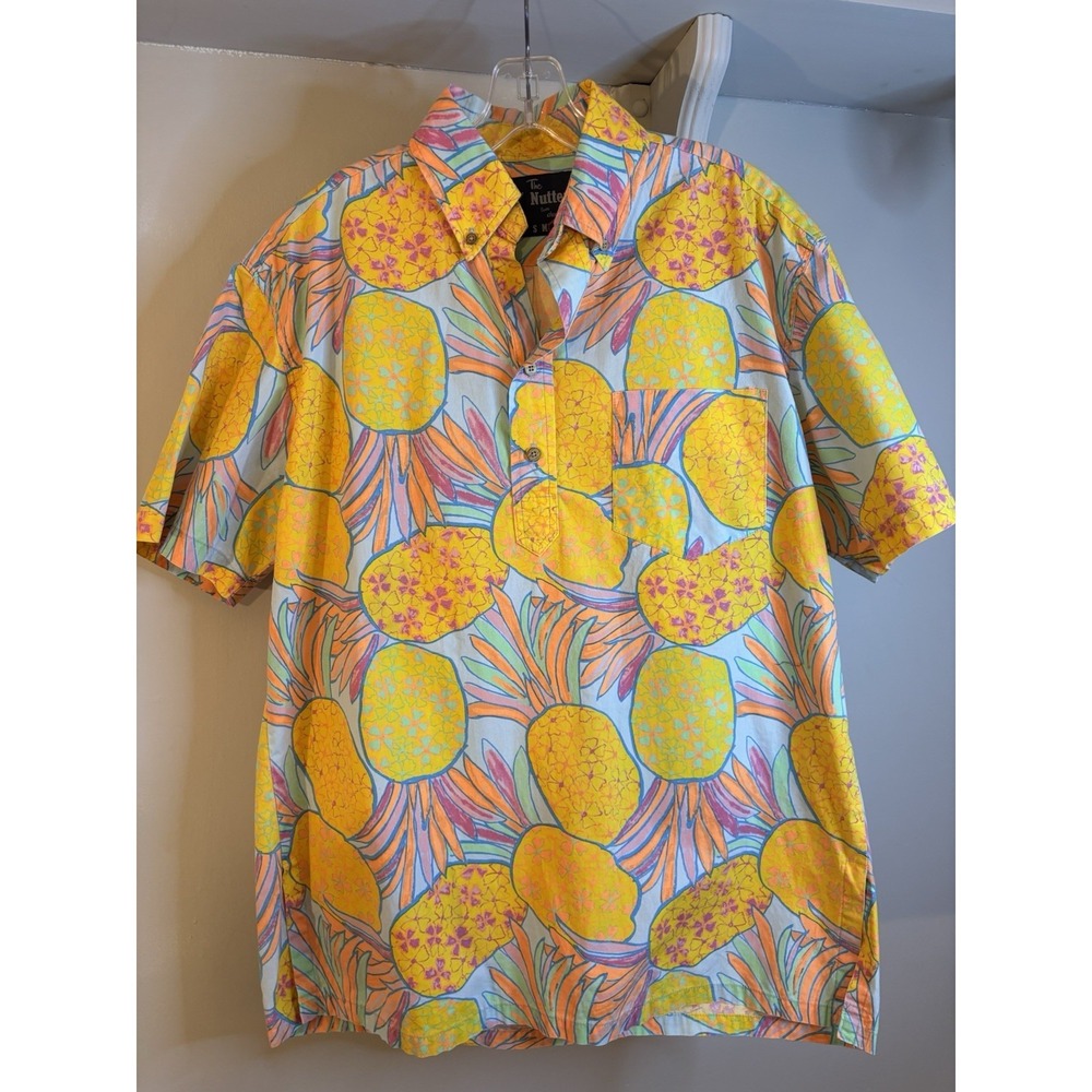 THE NUTTER‎ Tropical Pineapple Print Popover Shirt L Chubbies Resort